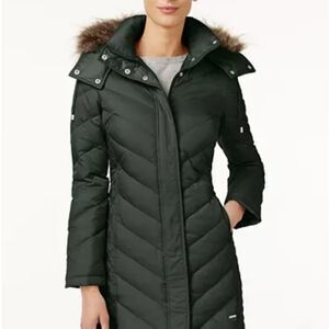 Kenneth Cole Black Faux Fur Hooded Puffer Coat XS